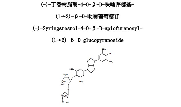 (-)-丁香樹脂酚-4-O-β-D-呋喃芹糖基-(1→2)-β-D-吡喃葡萄糖苷