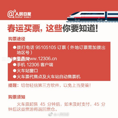 2018春節火車票預售時間表